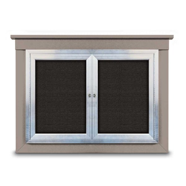 60"x36" 2-Door Enclosed Letterboard, Grey Felt/Lt Oak